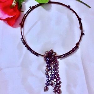 SOLD Genuine Natural Black Pearl Choker Wrap Necklace One Size Fits All